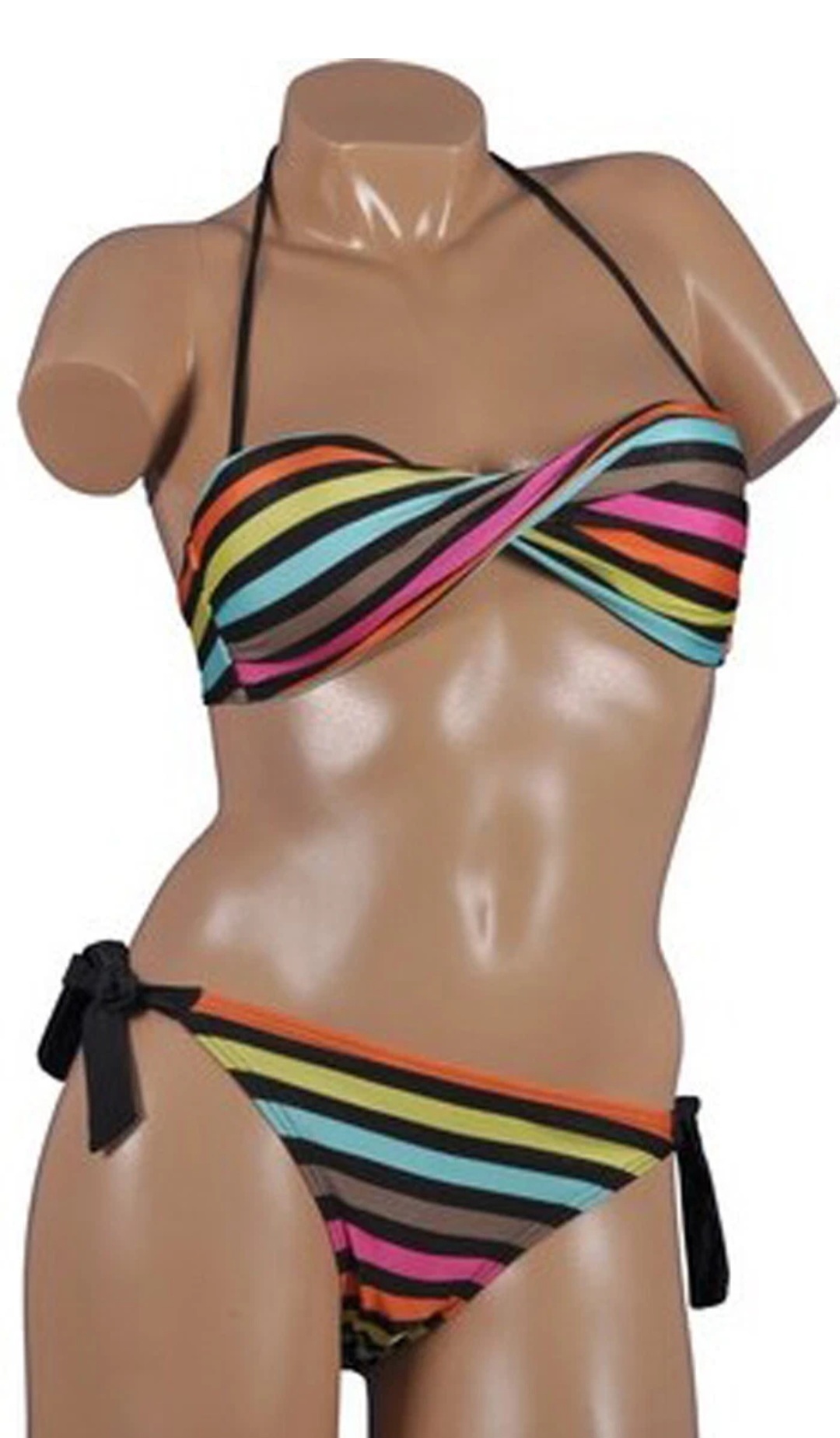 Maillot de bain femme bandeau multi color bretelles détachables taille L