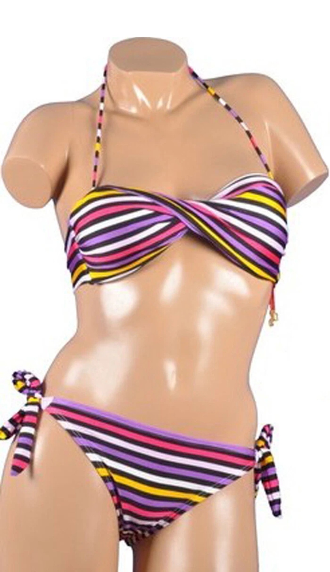 Maillot de bain femme bandeau multi color bretelles détachables taille L