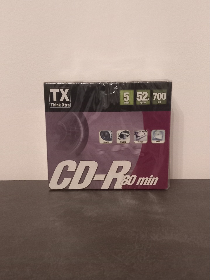 Pack 5 cd vierges avec boîtier TX CD-R 80 mn